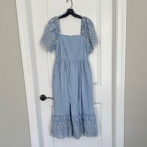 English Factory Light Blue Dress with White Floral Accents